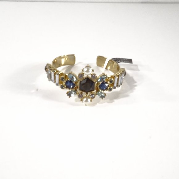Banana Republic Crystal Baguette Cuff Bracelet NWT NWT 48 Lapis GOLD - Picture 8 of 8